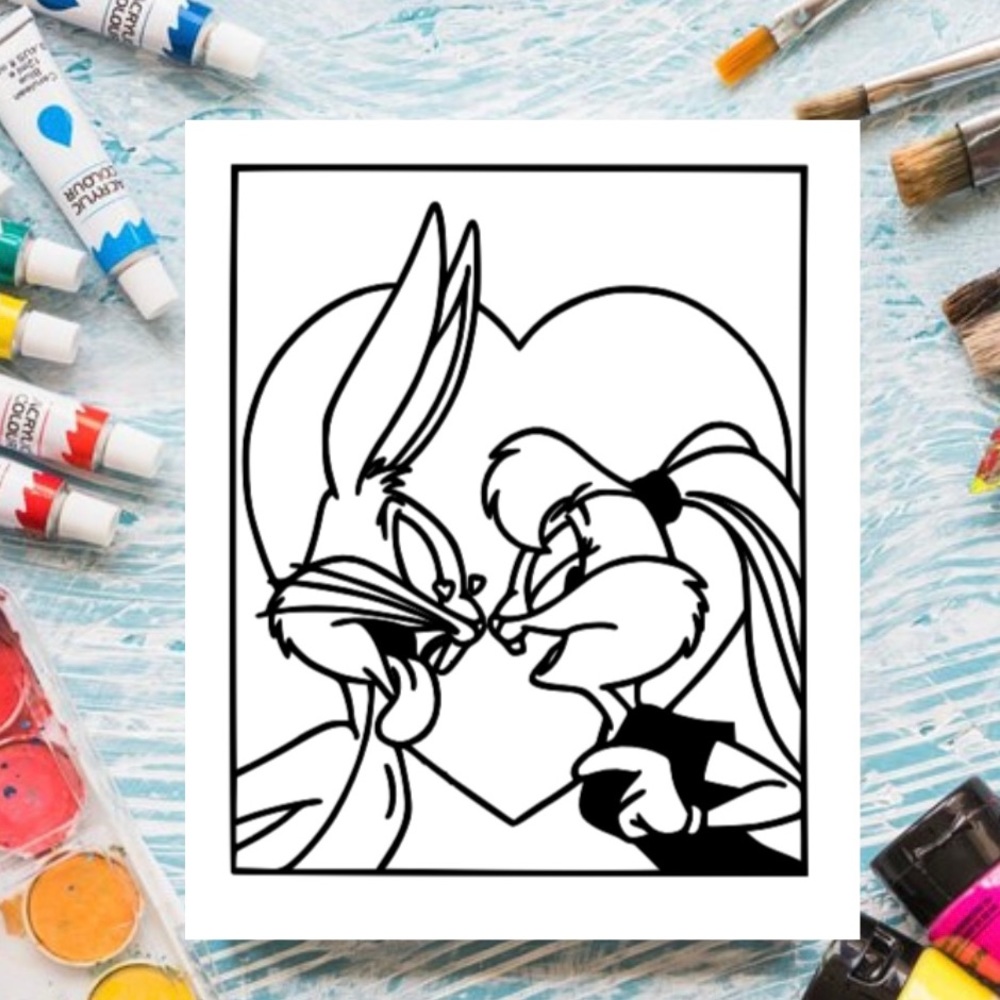 Bugs and Lola Bunny Sip and Paint Canvas (Ready to Paint), Paint Your Ow…